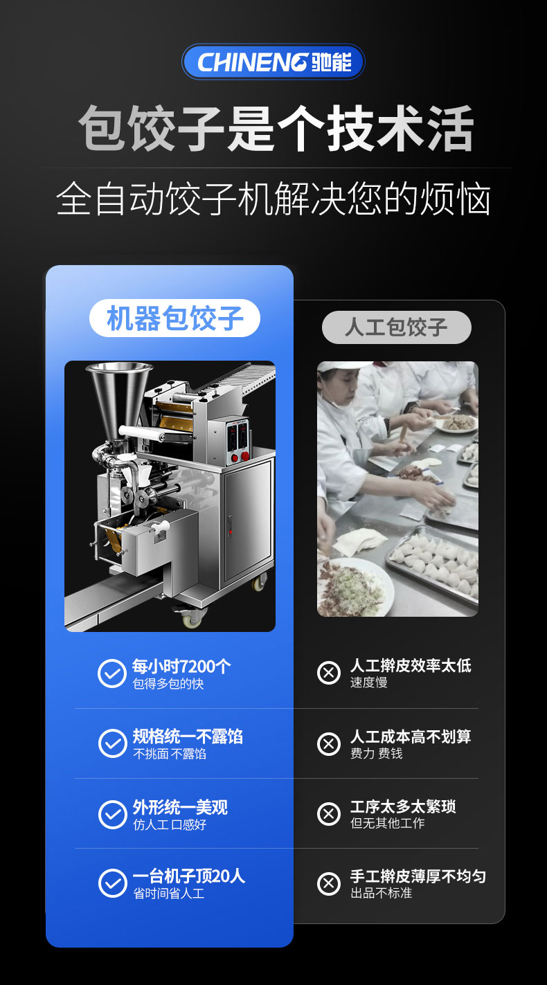 太阳集团全自动饺子机人工包饺子对比 太阳集团全自动饺子机人工包饺子对比