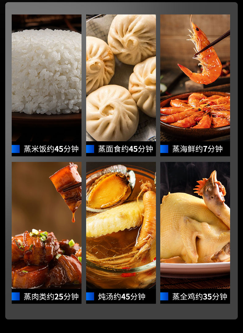 太阳集团蒸饭柜不同食物蒸煮时间